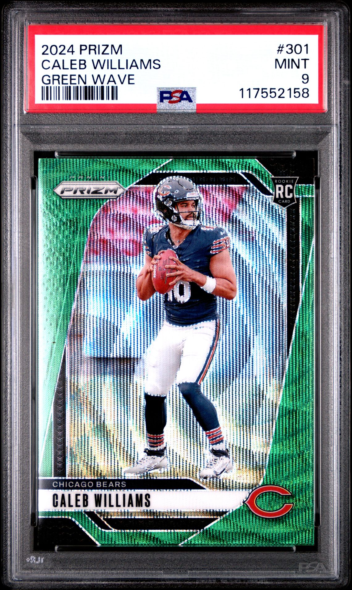 2024 Panini Prizm Caleb Williams #301 (Green Wave) Mint 9 front