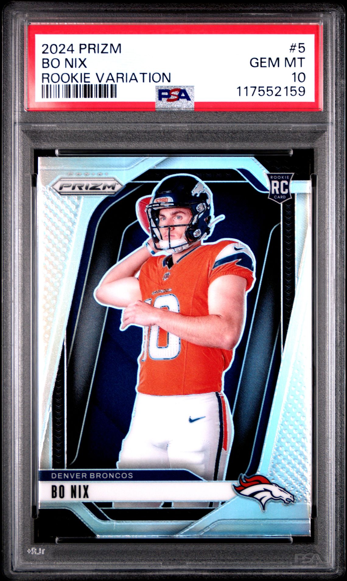 2024 Panini Prizm Rookie Variation Bo Nix #5 Gem Mt 10 front