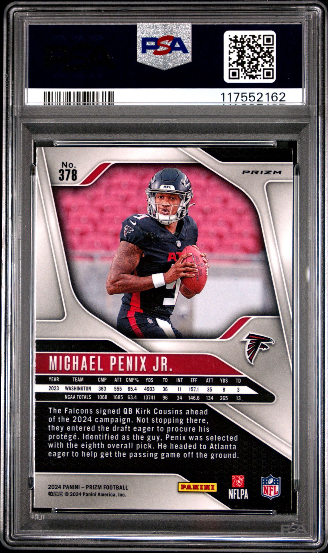 2024 Panini Prizm Michael Penix Jr. #378 (Silver Prizm) Nm-Mt 8 back