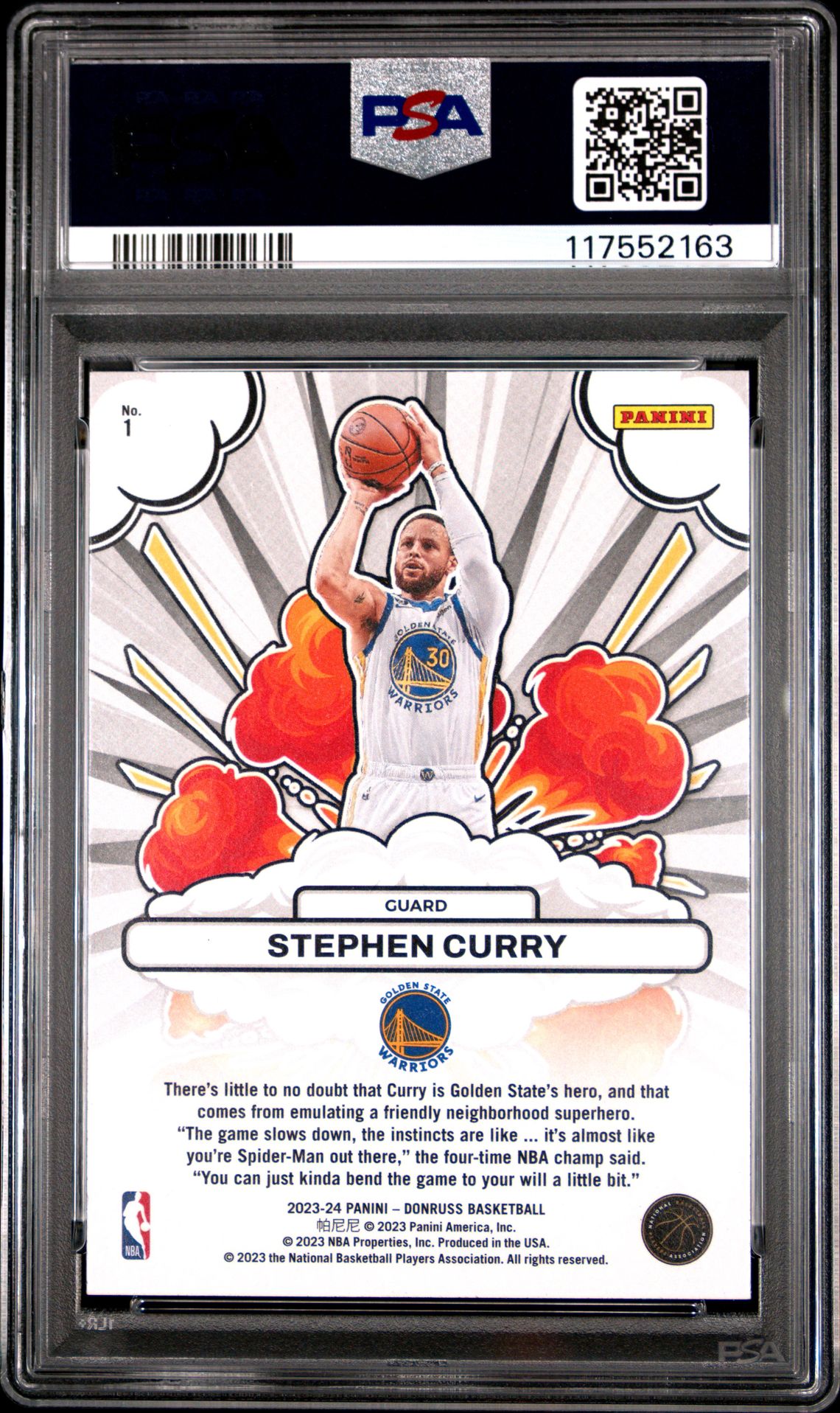 2023 Panini Donruss Bomb Squad Stephen Curry #1 Gem Mt 10 back