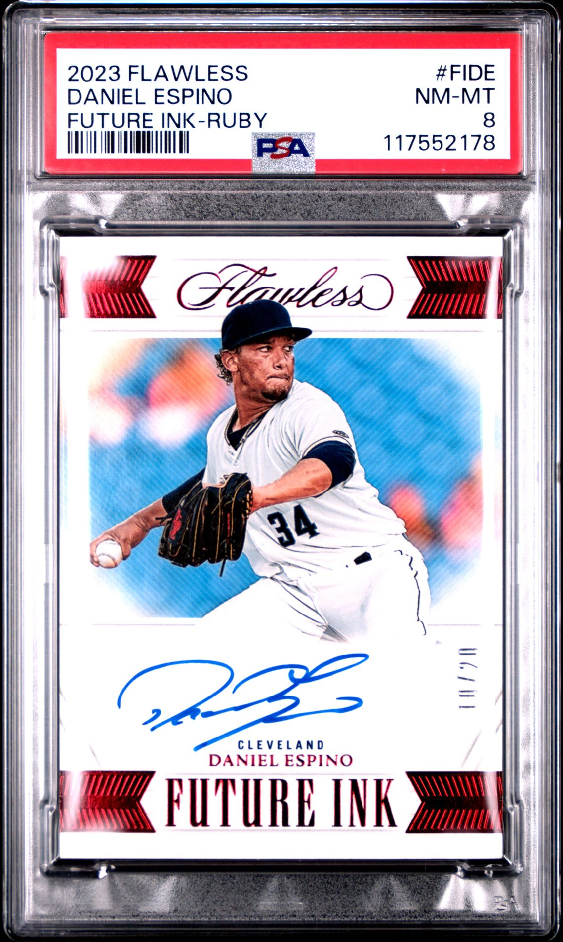 2023 Panini Flawless Future Ink Daniel Espino #Fide (Future Ink-Ruby) Nm-Mt 8 front