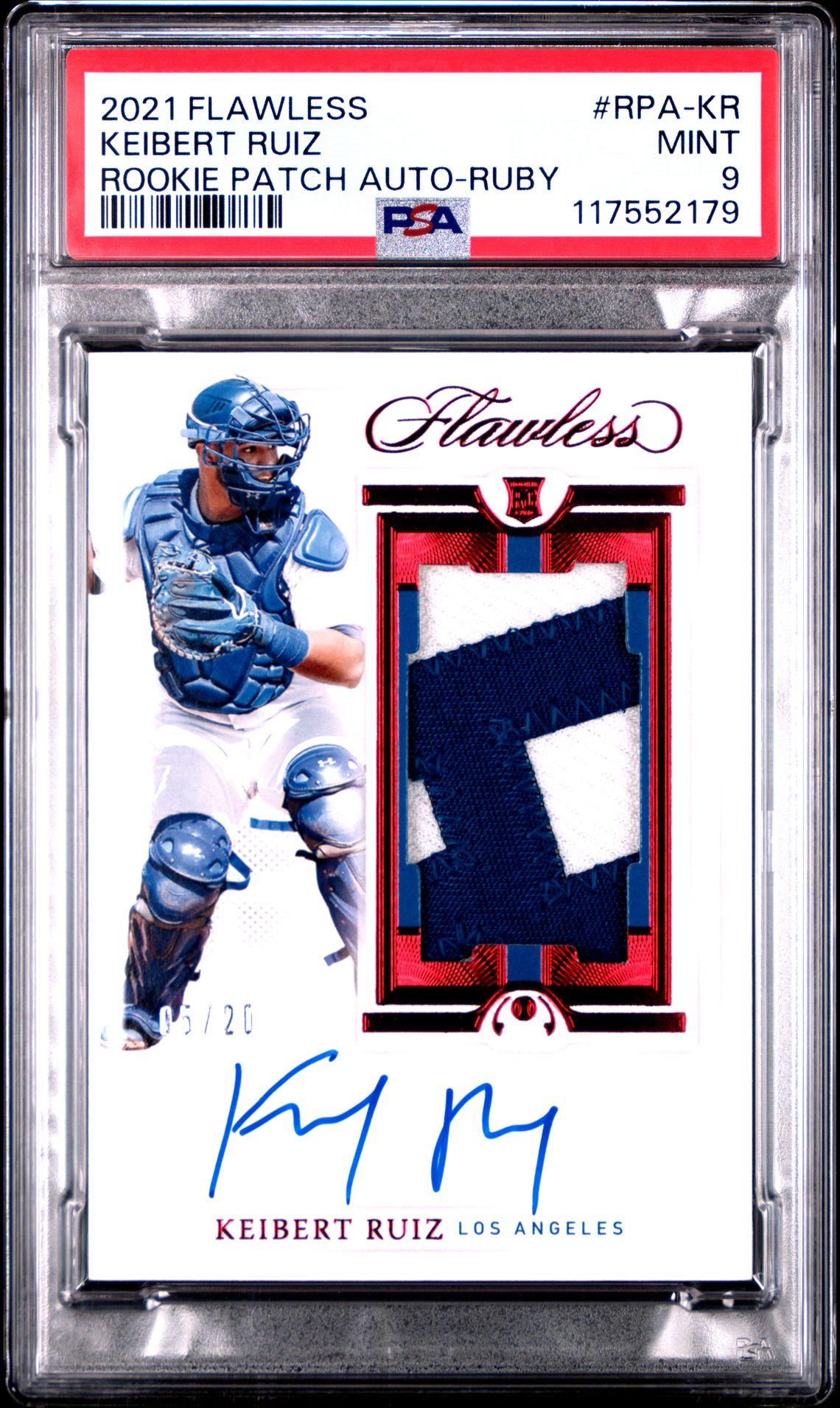 2021 Panini Flawless Rookie Patch Autographs Keibert Ruiz #Rpa-Kr (Rookie Patch Auto-Ruby) Mint 9 front