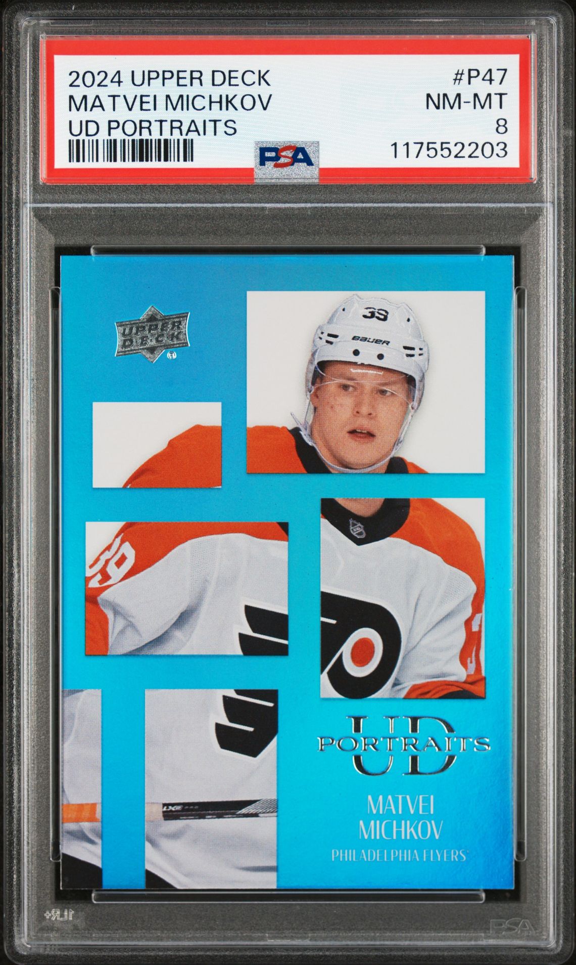 2024 Upper Deck Ud Portraits Matvei Michkov #P47 Nm-Mt 8 front