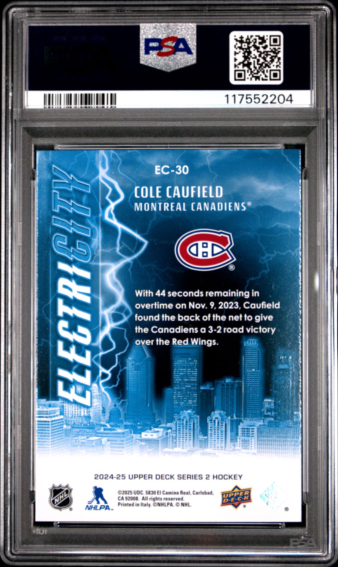 2024 Upper Deck Electricity Cole Caufield #Ec30 Mint 9 back