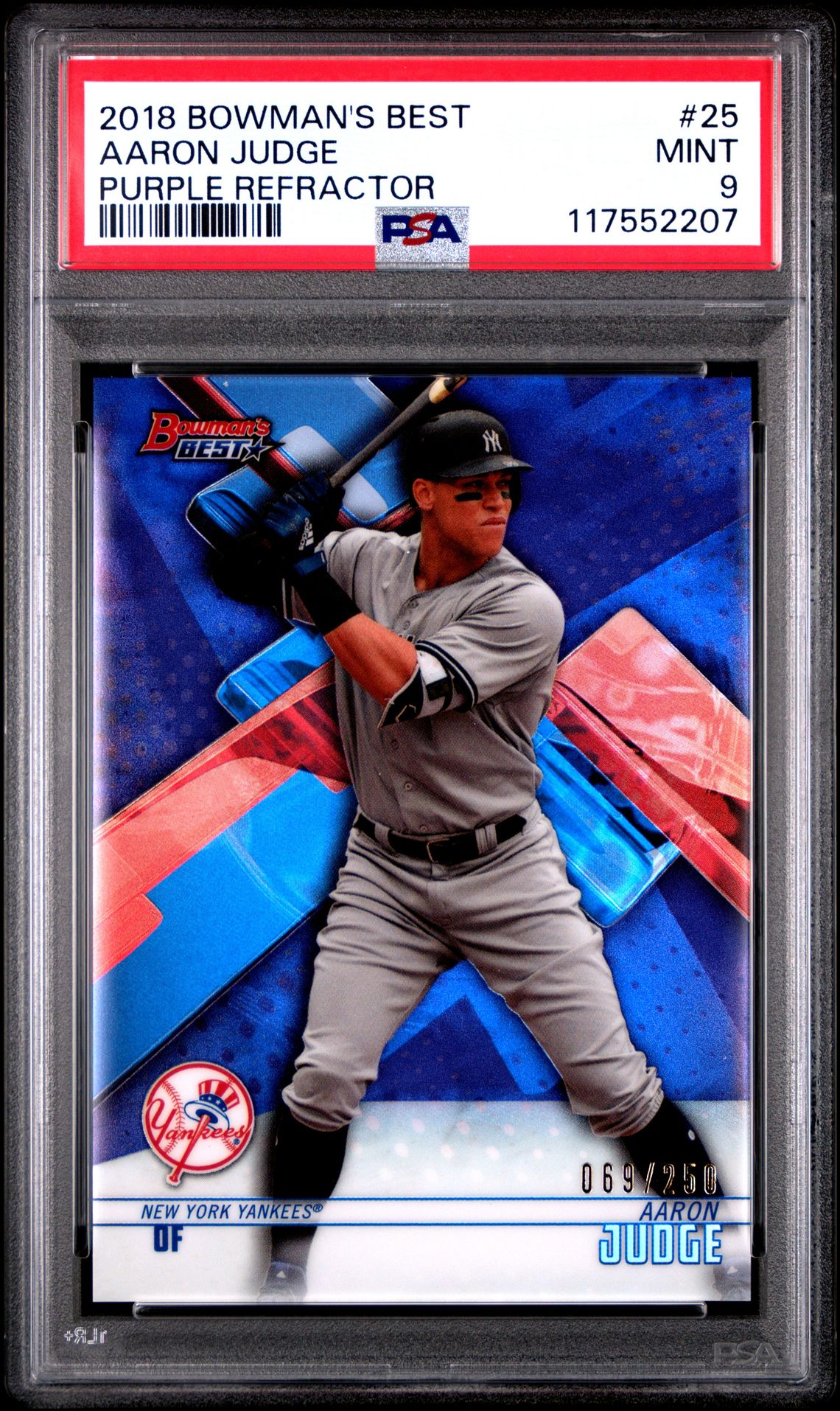 2018 Bowman's Best Aaron Judge #25 (Purple Refractor) Mint 9 front
