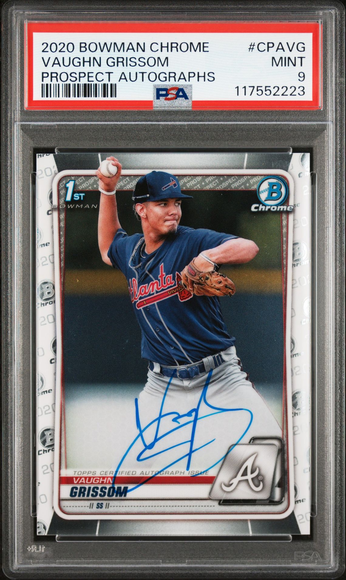 2020 Bowman Chrome Prospect Autographs Vaughn Grissom #Cpavg (Prospect Autographs) Mint 9 front