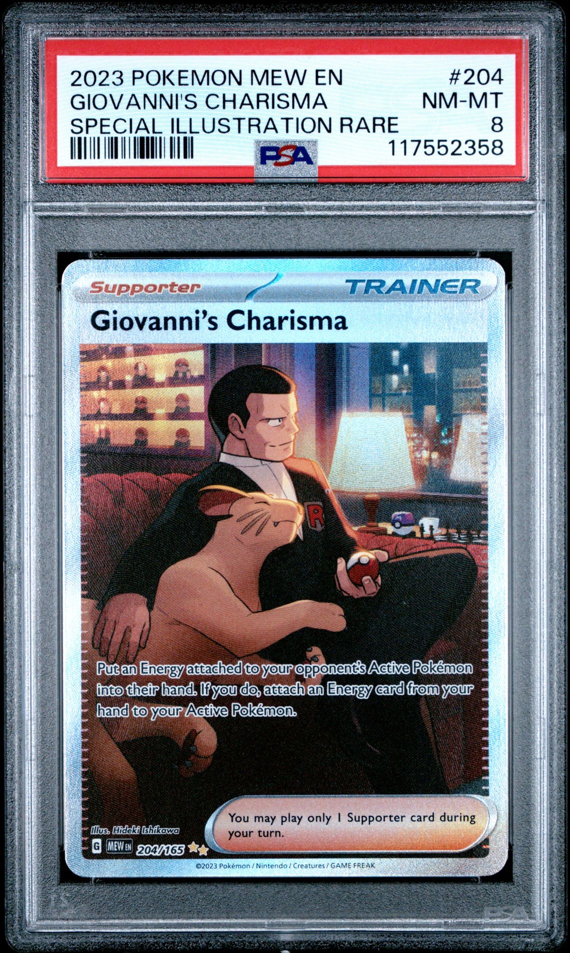 2023 Pokemon Mew En-151 Giovanni's Charisma #204 (Special Illustration Rare) Nm-Mt 8 front