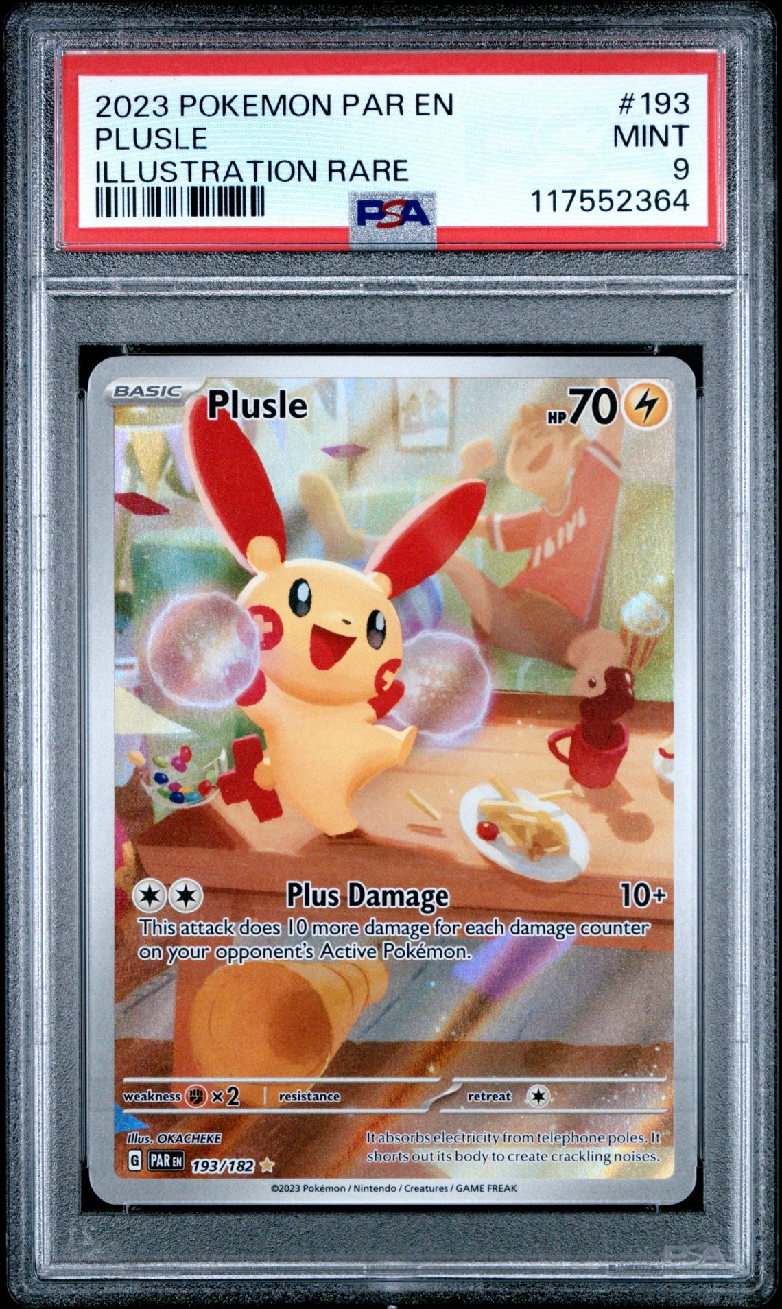 2023 Pokemon Par En-Paradox Rift Plusle #193 (Illustration Rare) Mint 9 front