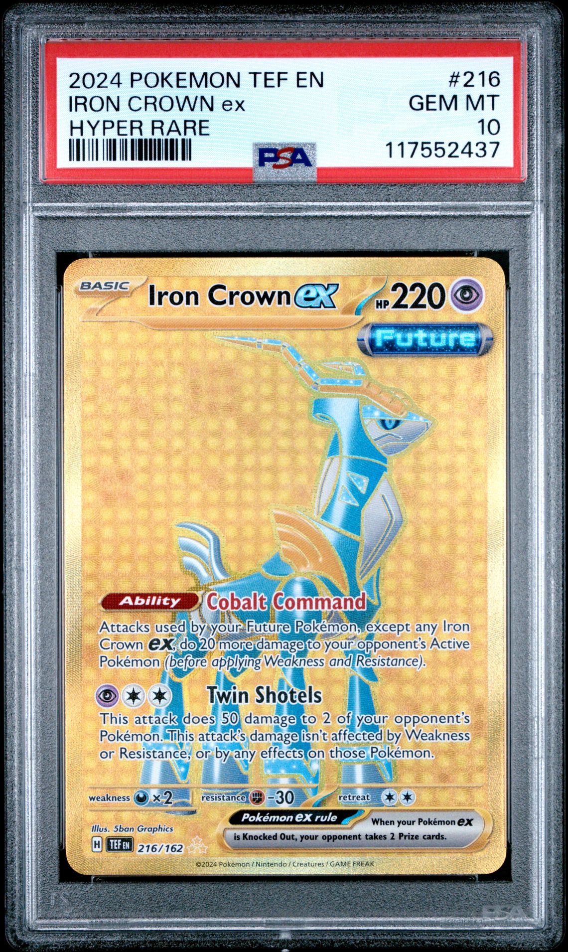 2024 Pokemon Tef En-Temporal Forces Iron Crown Ex #216 (Hyper Rare) Gem Mt 10 front