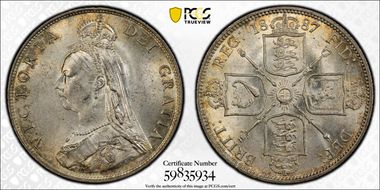 1887 Florin S-3925 Jubilee Head MS64