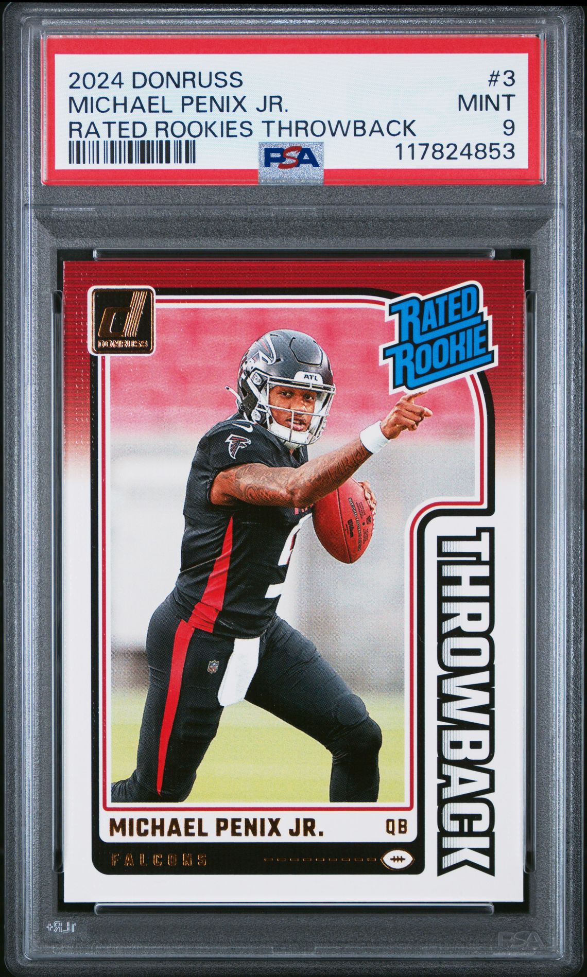 2024 Panini Donruss Rated Rookies Throwback Michael Penix Jr. #3 Mint 9 front