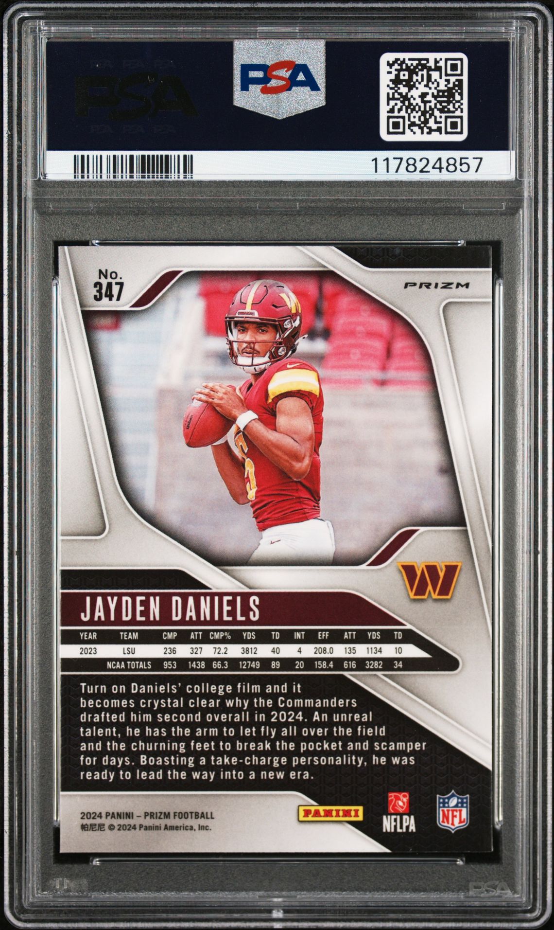 2024 Panini Prizm Jayden Daniels #347 (Red/White/Blue Prizm) Nm-Mt 8 back