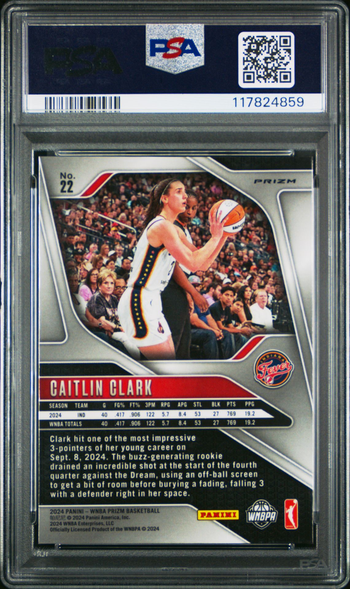 2024 Panini Prizm Wnba Caitlin Clark #22 (Orange Ice) Mint 9 back