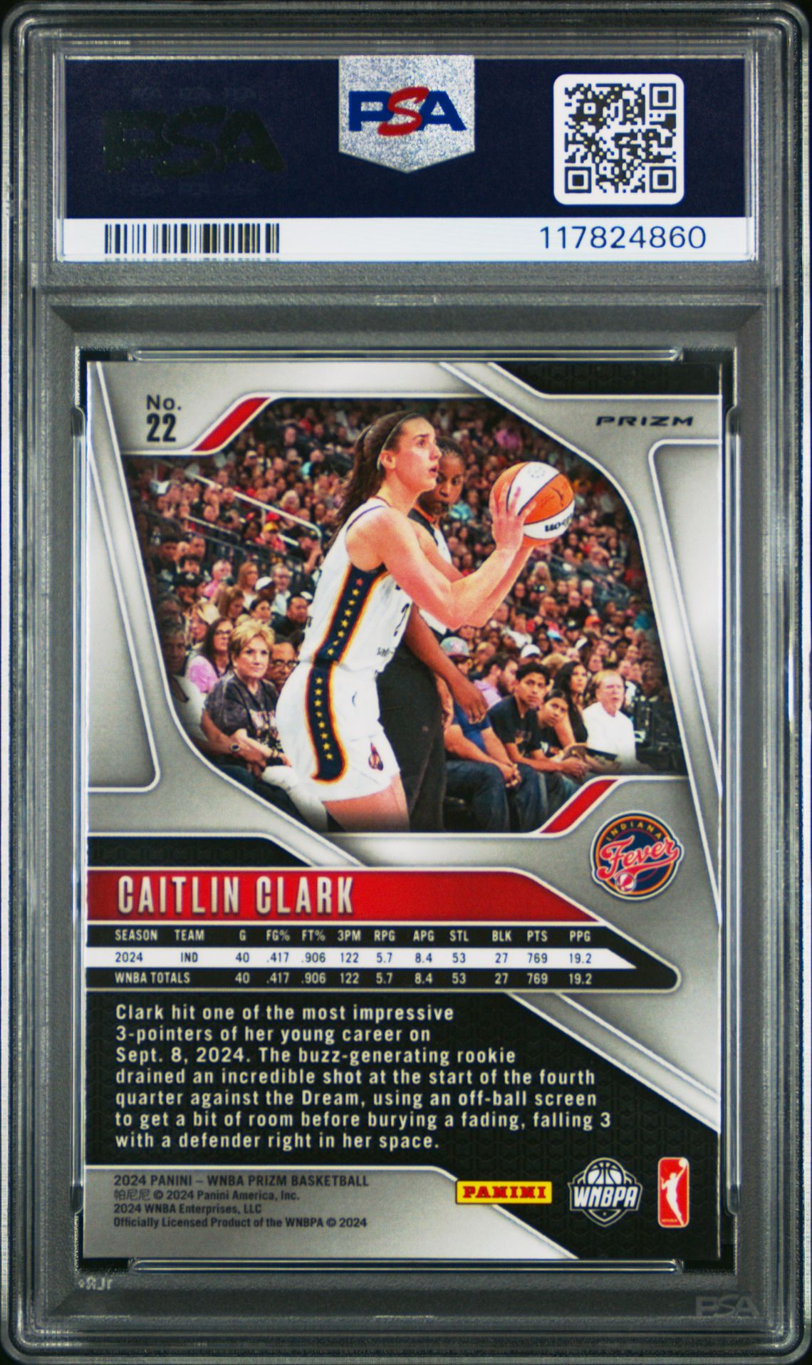 2024 Panini Prizm Wnba Caitlin Clark #22 (Ice) Mint 9 back