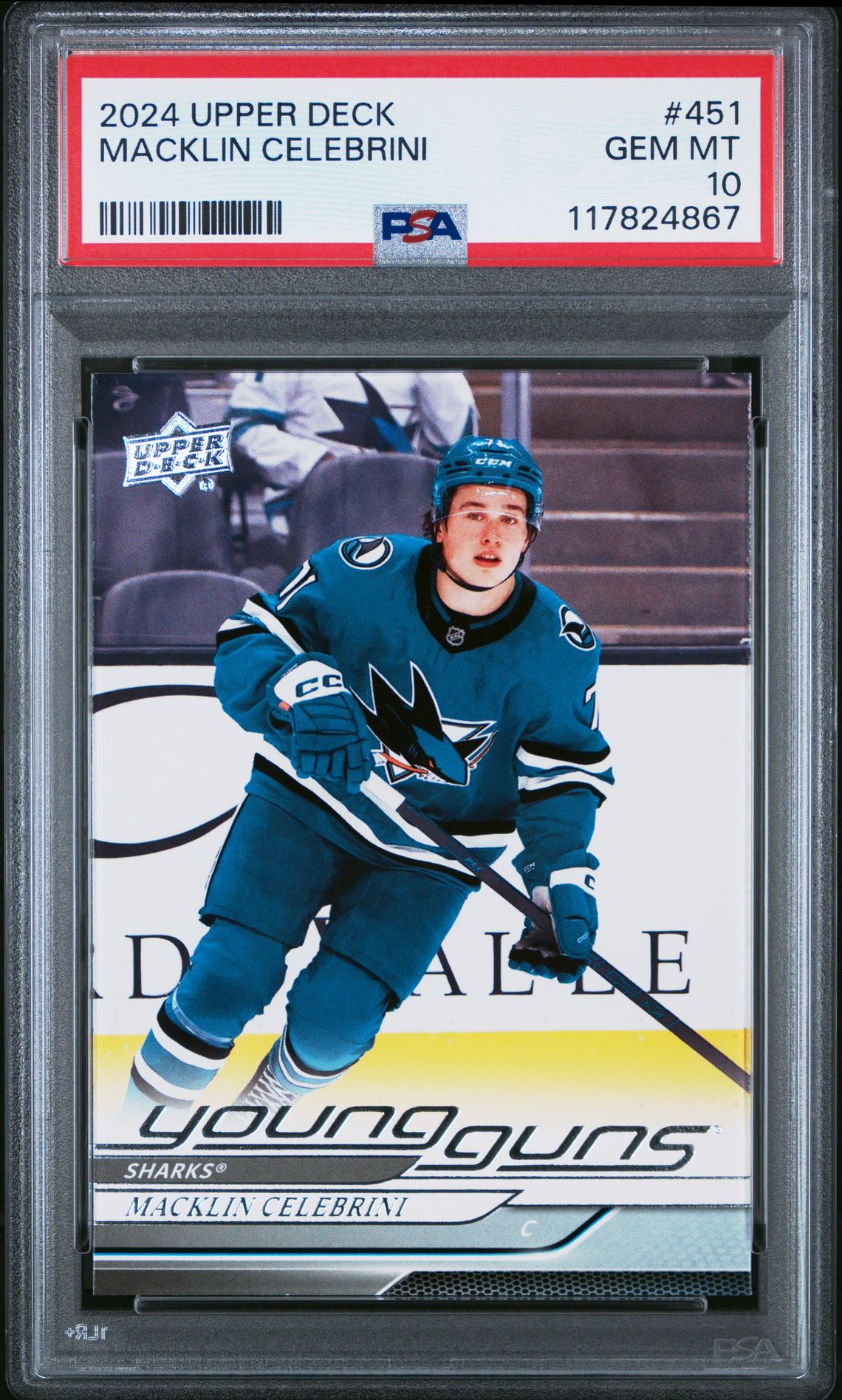 2024 Upper Deck Macklin Celebrini #451 Gem Mt 10 front