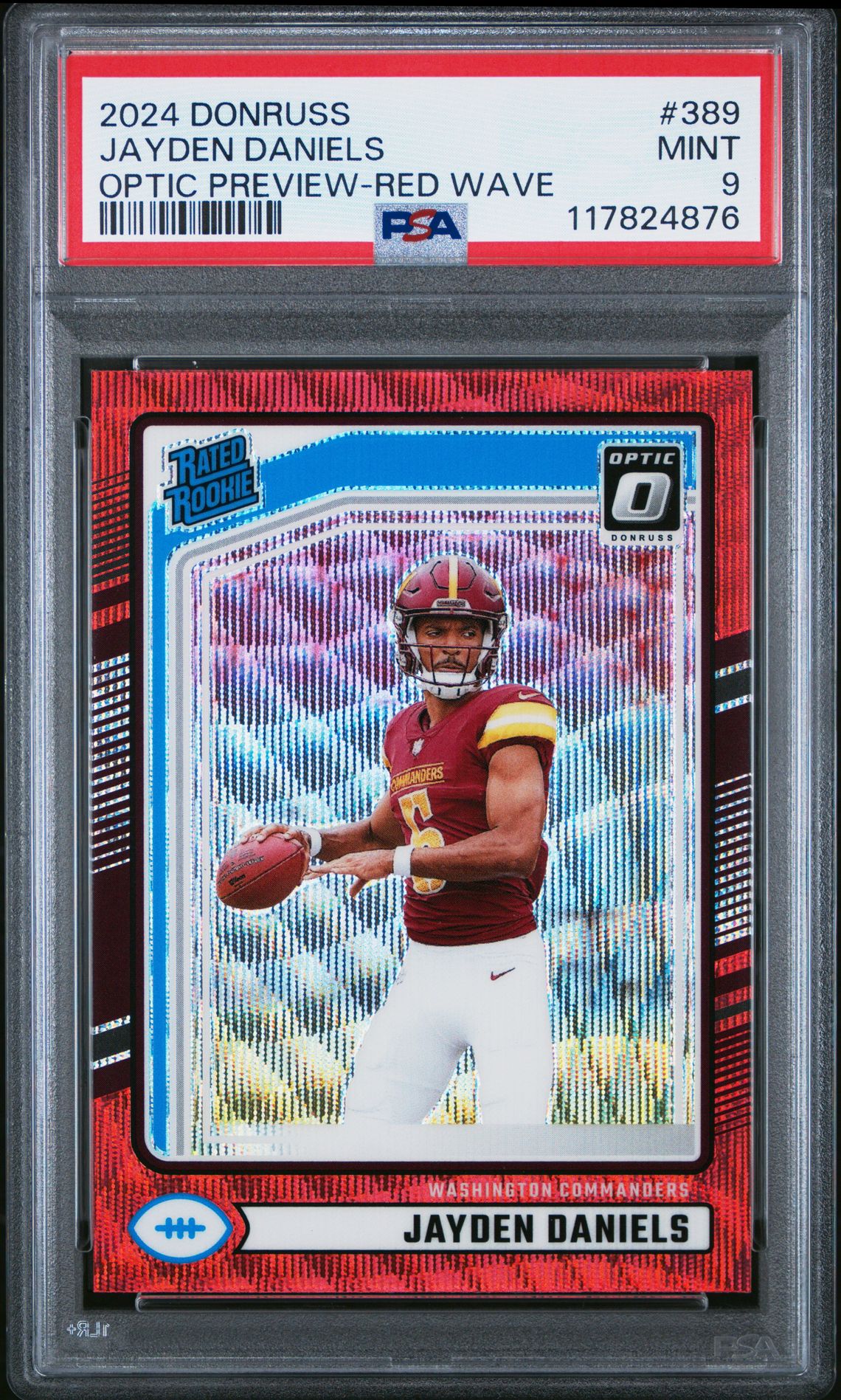 2024 Panini Donruss Jayden Daniels #389 (Optic Preview-Red Wave) Mint 9 front