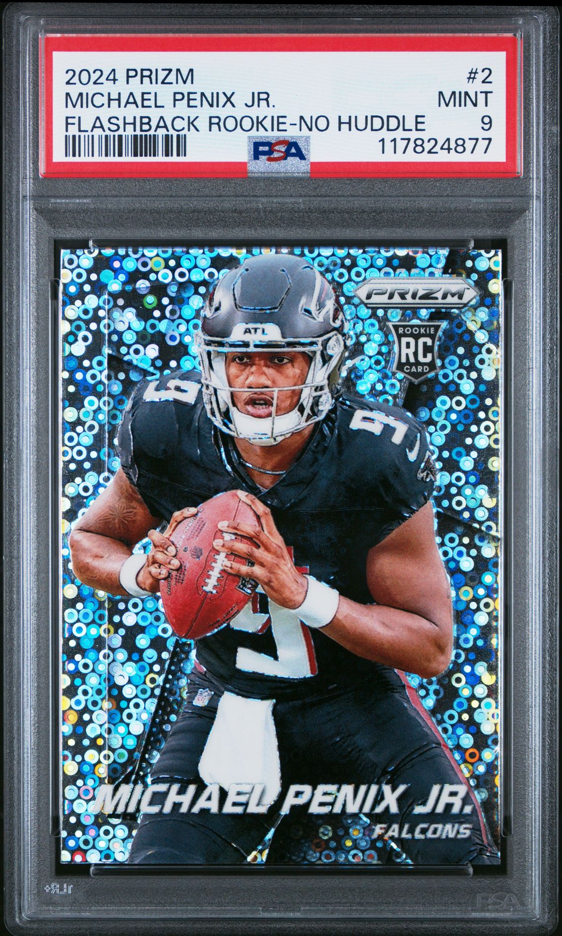 2024 Panini Prizm Prizm Flashback Rookie Michael Penix Jr. #2 (Flashback Rookie-No Huddle) Mint 9 front