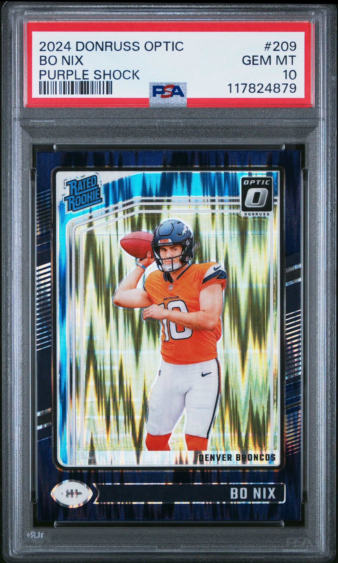 2024 Panini Donruss Optic Bo Nix #209 (Purple Shock) Gem Mt 10 front