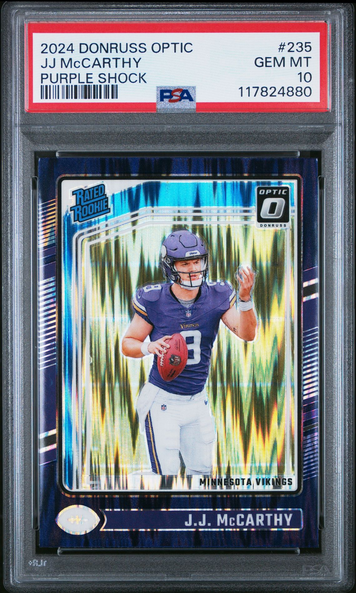 2024 Panini Donruss Optic Jj Mccarthy #235 (Purple Shock) Gem Mt 10 front