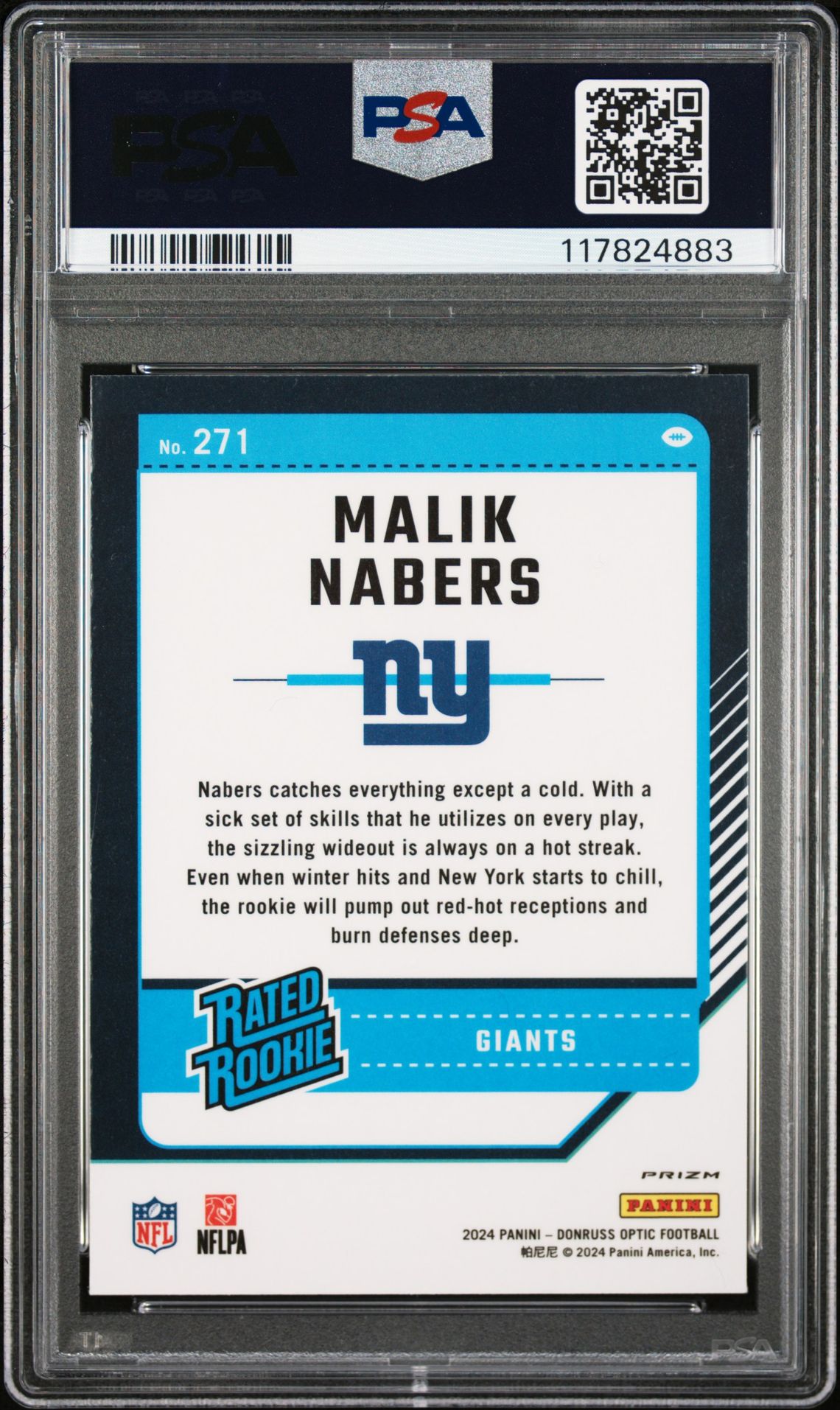 2024 Panini Donruss Optic Malik Nabers #271 (Green Hyper) Mint 9 back