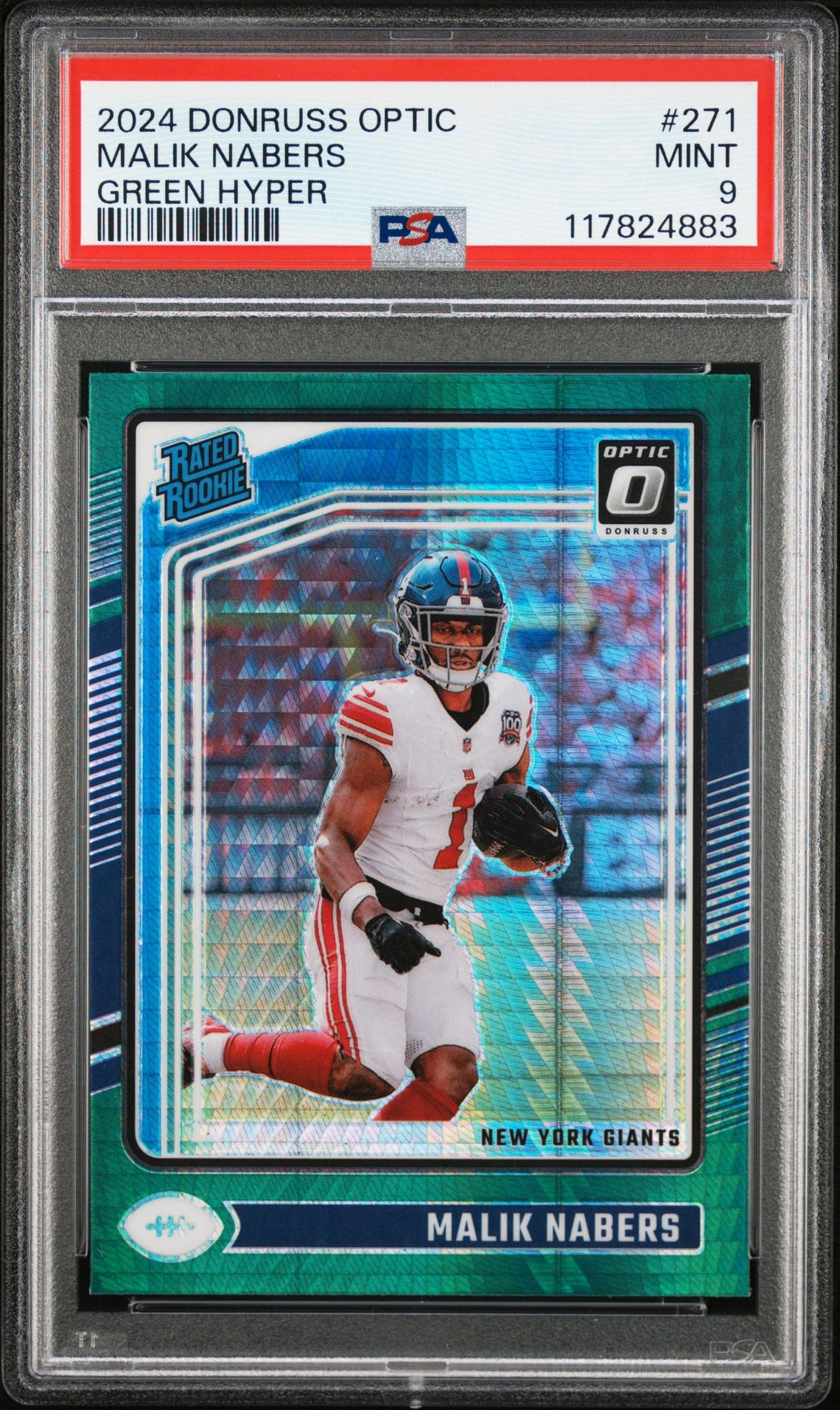 2024 Panini Donruss Optic Malik Nabers #271 (Green Hyper) Mint 9 front