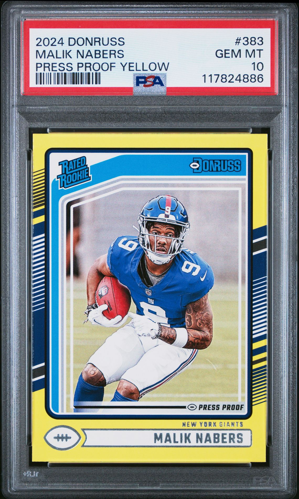 2024 Panini Donruss Malik Nabers #383 (Press Proof Yellow) Gem Mt 10 front