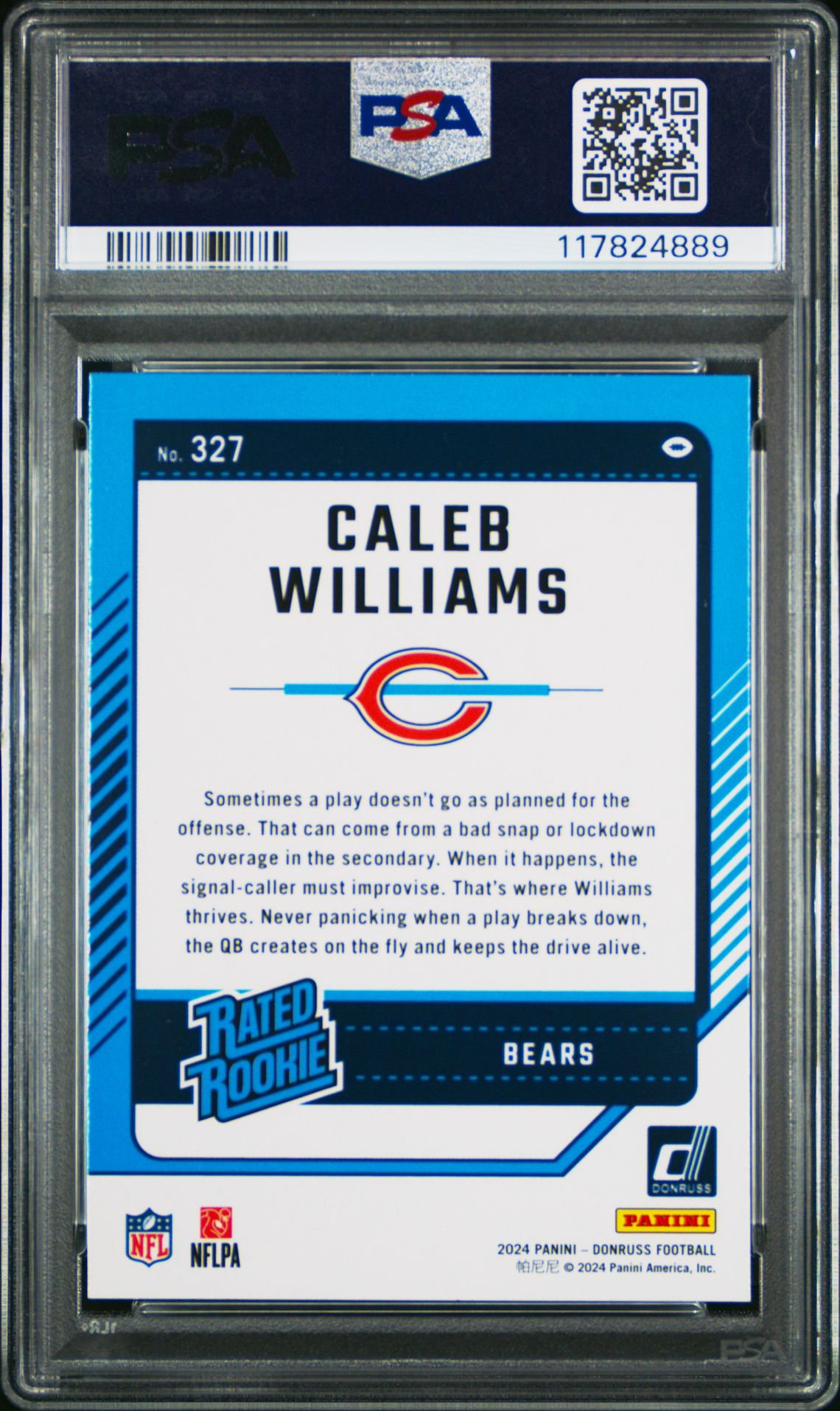 2024 Panini Donruss Caleb Williams #327 (Press Proof Yellow) Mint 9 back