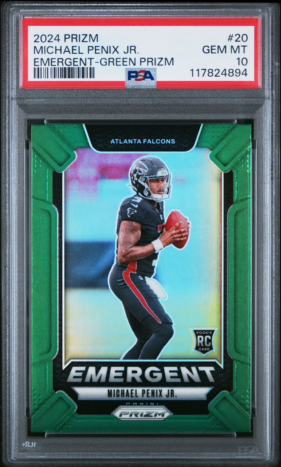 2024 Panini Prizm Emergent Michael Penix Jr. #20 (Emergent-Green Prizm) Gem Mt 10 front