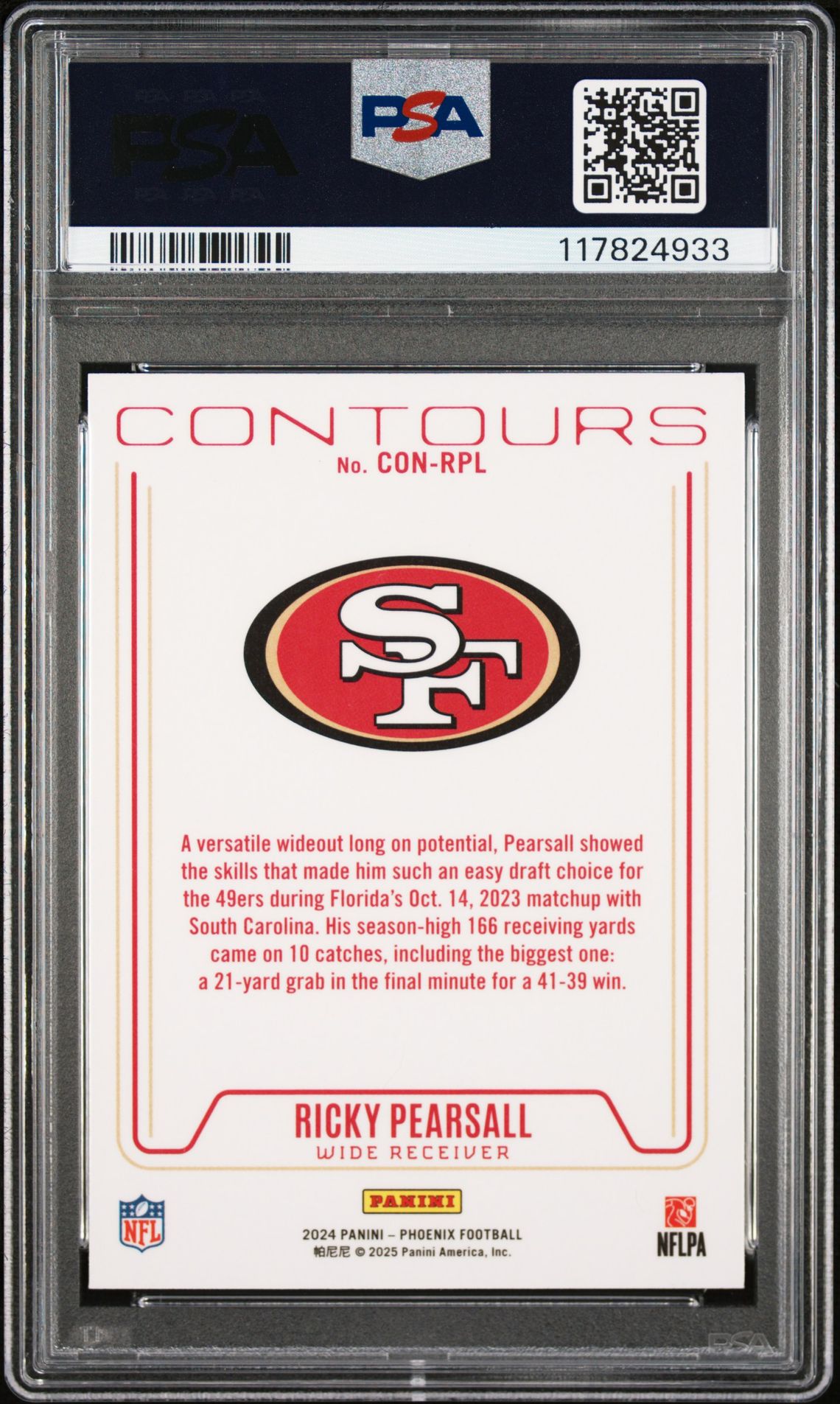 2024 Panini Phoenix Contours Ricky Pearsall #Conrpl (Contours-Wave) Mint 9 back