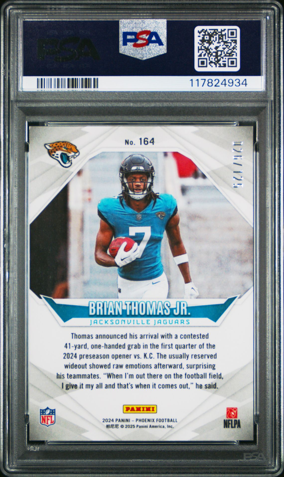 2024 Panini Phoenix Brian Thomas Jr. #164 (Gold Fade) Gem Mt 10 back
