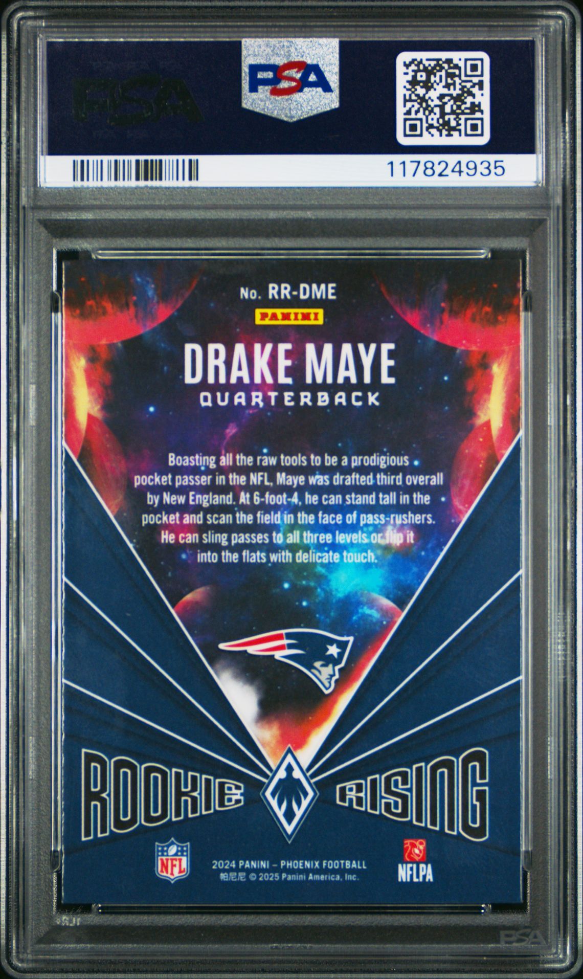 2024 Panini Phoenix Rookie Rising Drake Maye #Rrdme (Rookie Rising-Wave) Mint 9 back