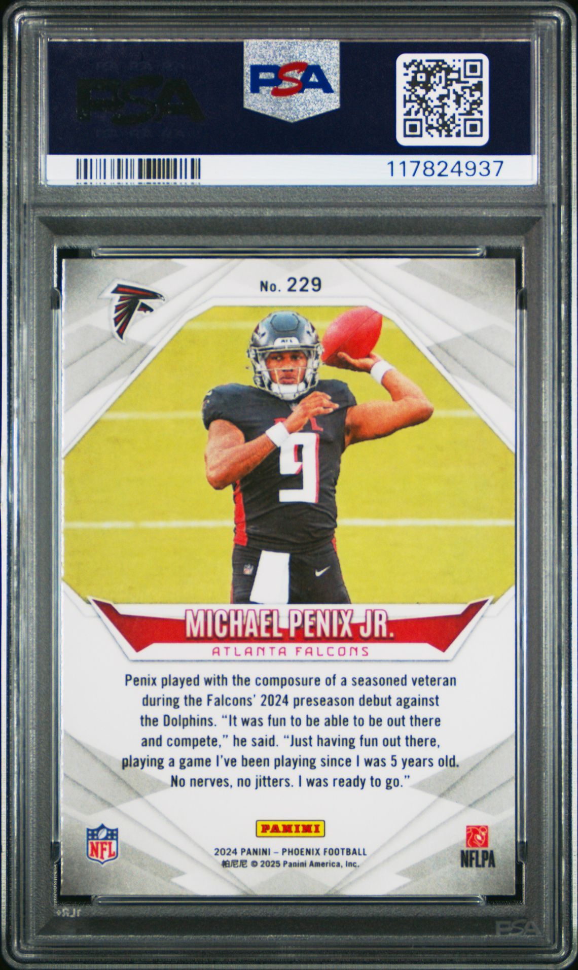 2024 Panini Phoenix Michael Penix Jr. #229 Gem Mt 10 back