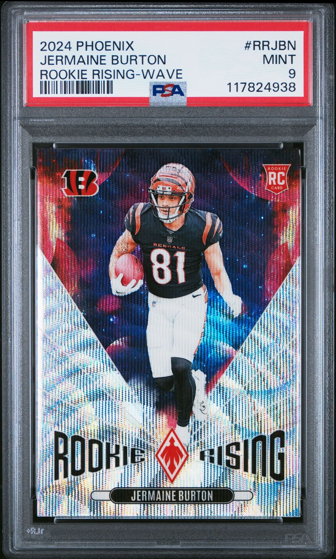 2024 Panini Phoenix Rookie Rising Jermaine Burton #Rrjbn (Rookie Rising-Wave) Mint 9 front