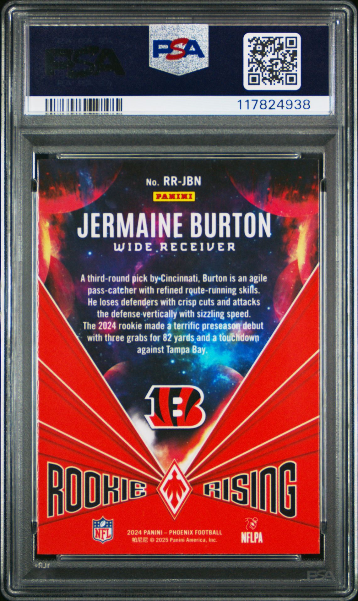 2024 Panini Phoenix Rookie Rising Jermaine Burton #Rrjbn (Rookie Rising-Wave) Mint 9 back