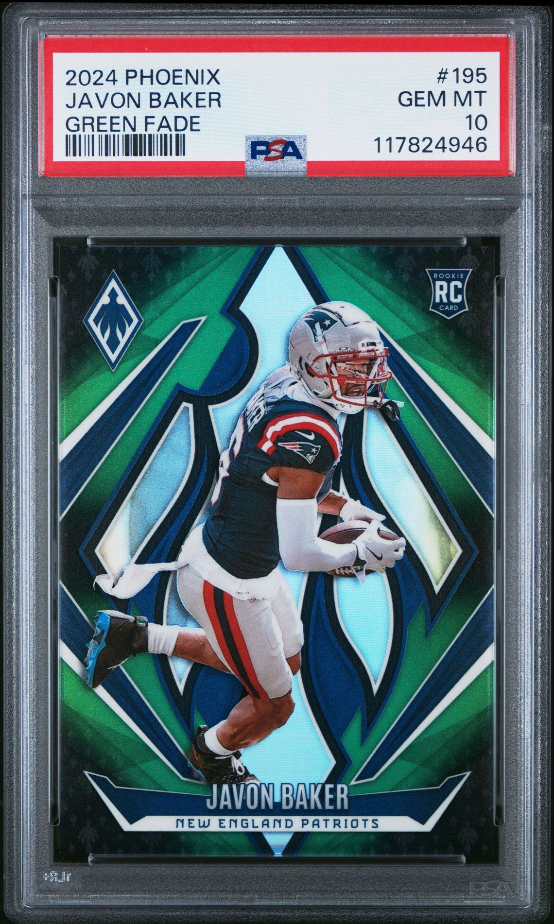 2024 Panini Phoenix Javon Baker #195 (Green Fade) Gem Mt 10 front