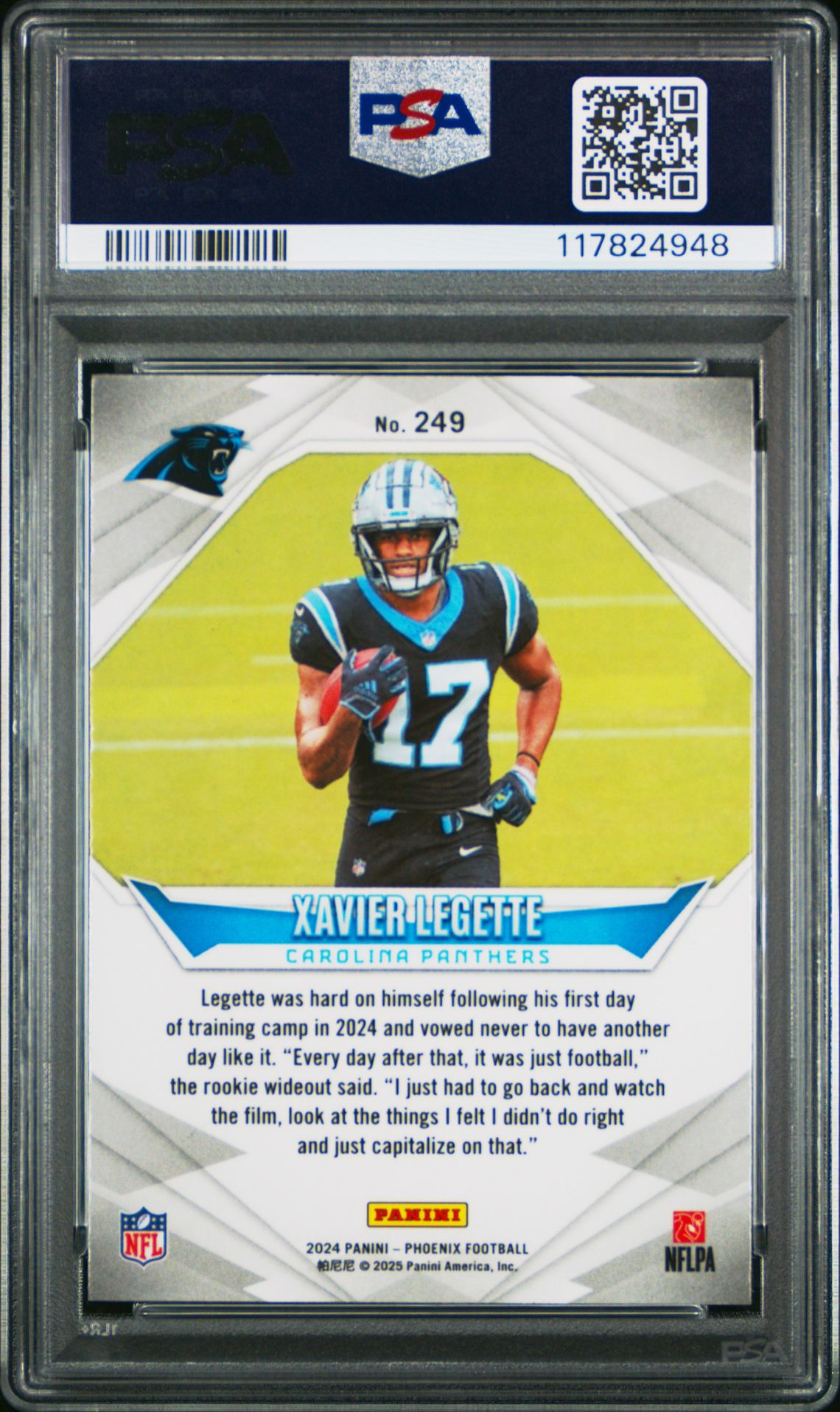 2024 Panini Phoenix Xavier Legette #249 (Silver) Mint 9 back