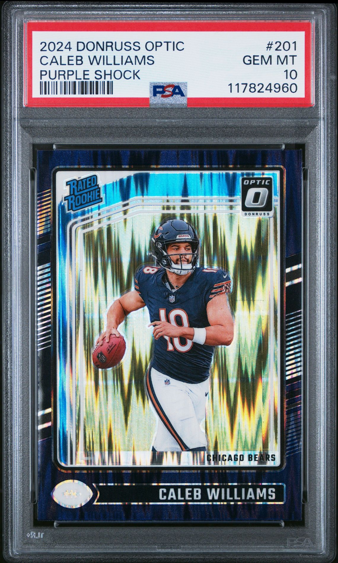 2024 Panini Donruss Optic Caleb Williams #201 (Purple Shock) Gem Mt 10 front