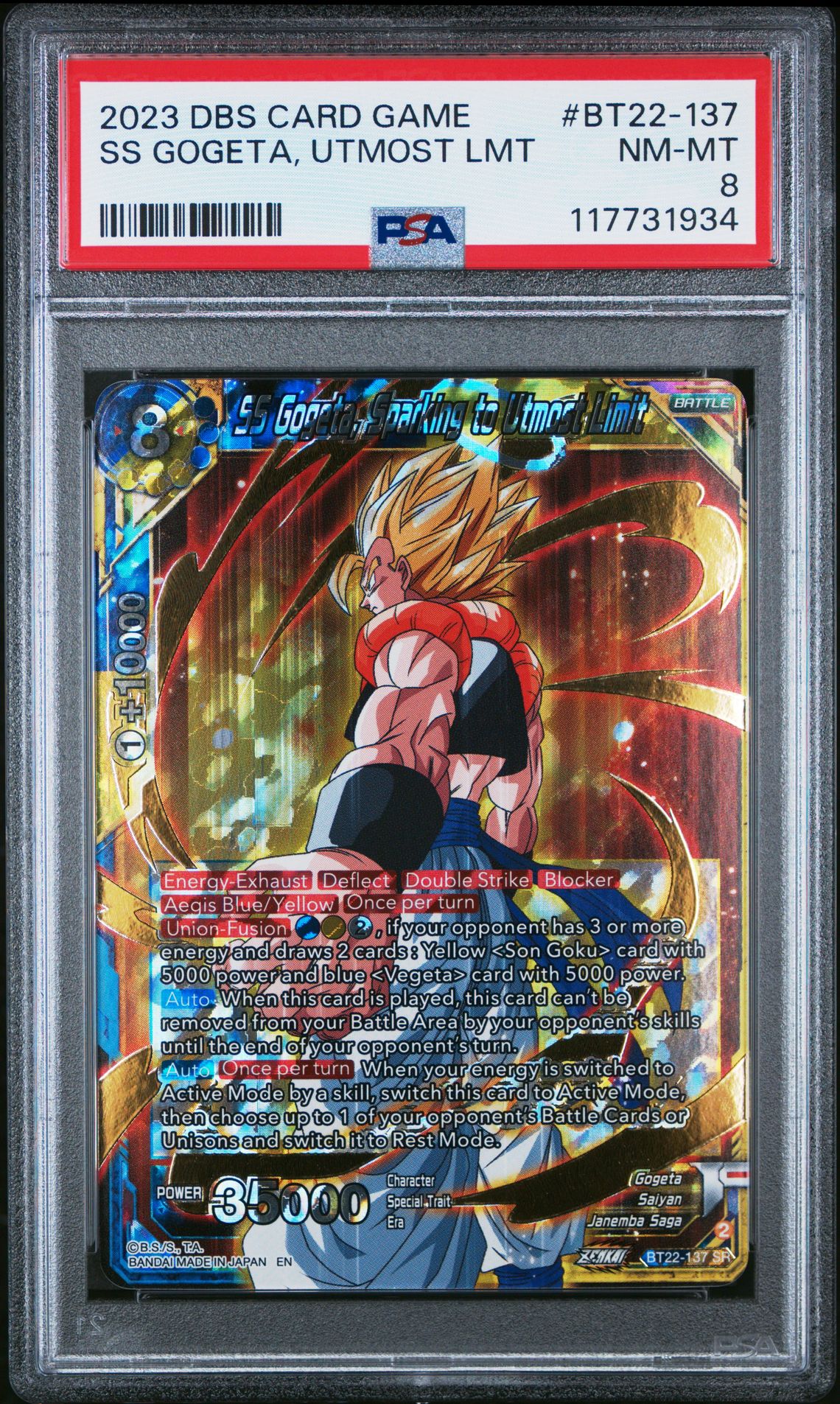 2023 Dragon Ball Super Card Game Series 22 Critical Blow Ss Gogeta, Utmost Lmt #Bt22-137 Nm-Mt 8 front