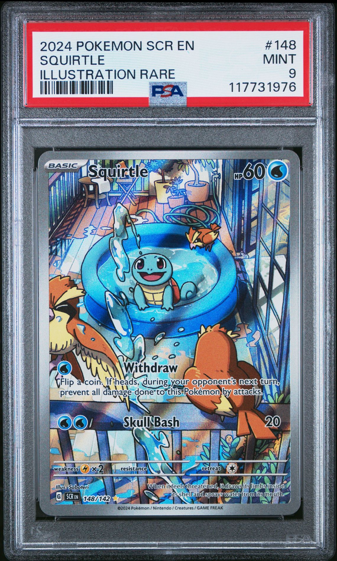 2024 Pokemon Scr En-Stellar Crown Squirtle #148 (Illustration Rare) Mint 9 front