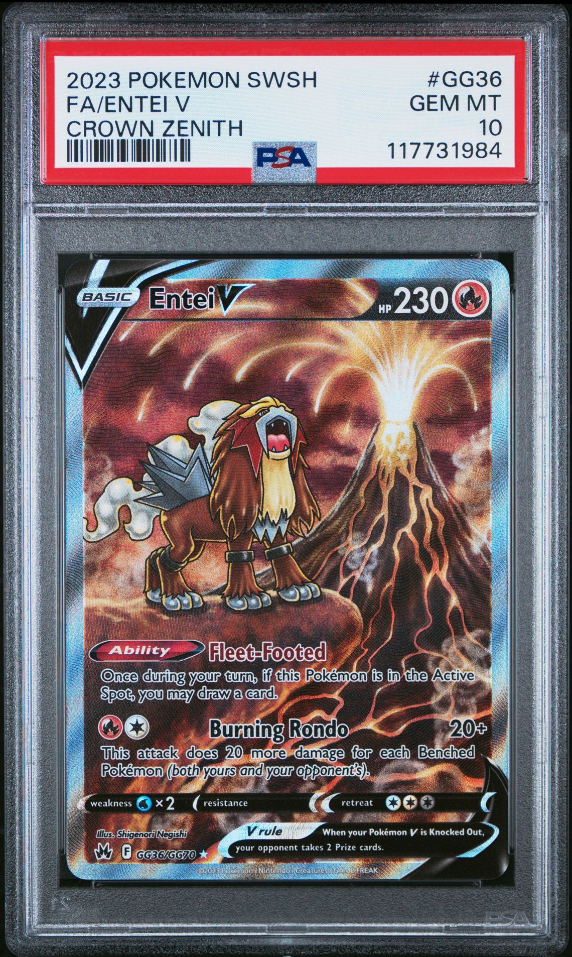 2023 Pokemon Sword And Shield Crown Zenith Fa/Entei V #Gg36 (Crown Zenith) Gem Mt 10 front