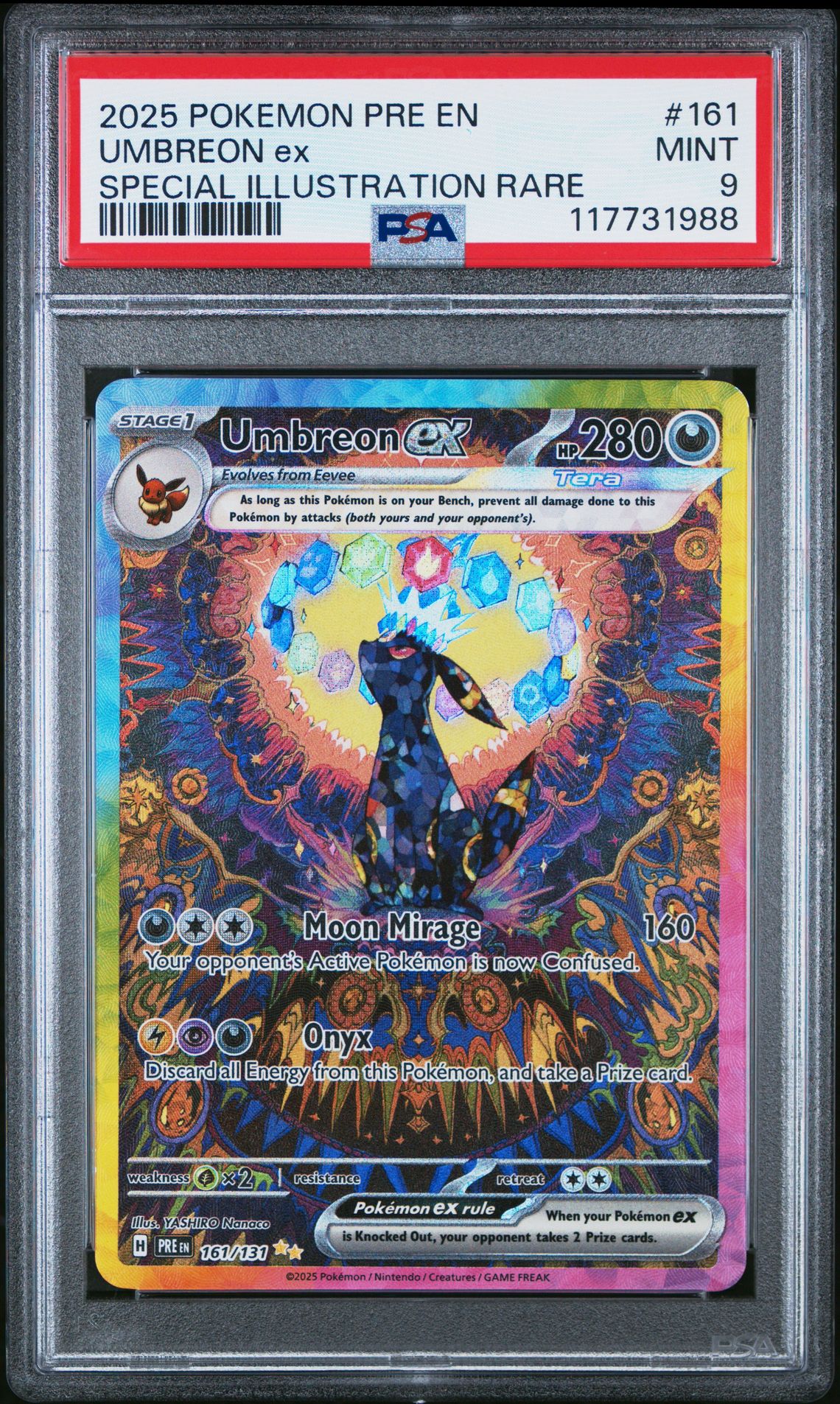 2025 Pokemon Pre En-Prismatic Evolutions Umbreon Ex #161 (Special Illustration Rare) Mint 9 front