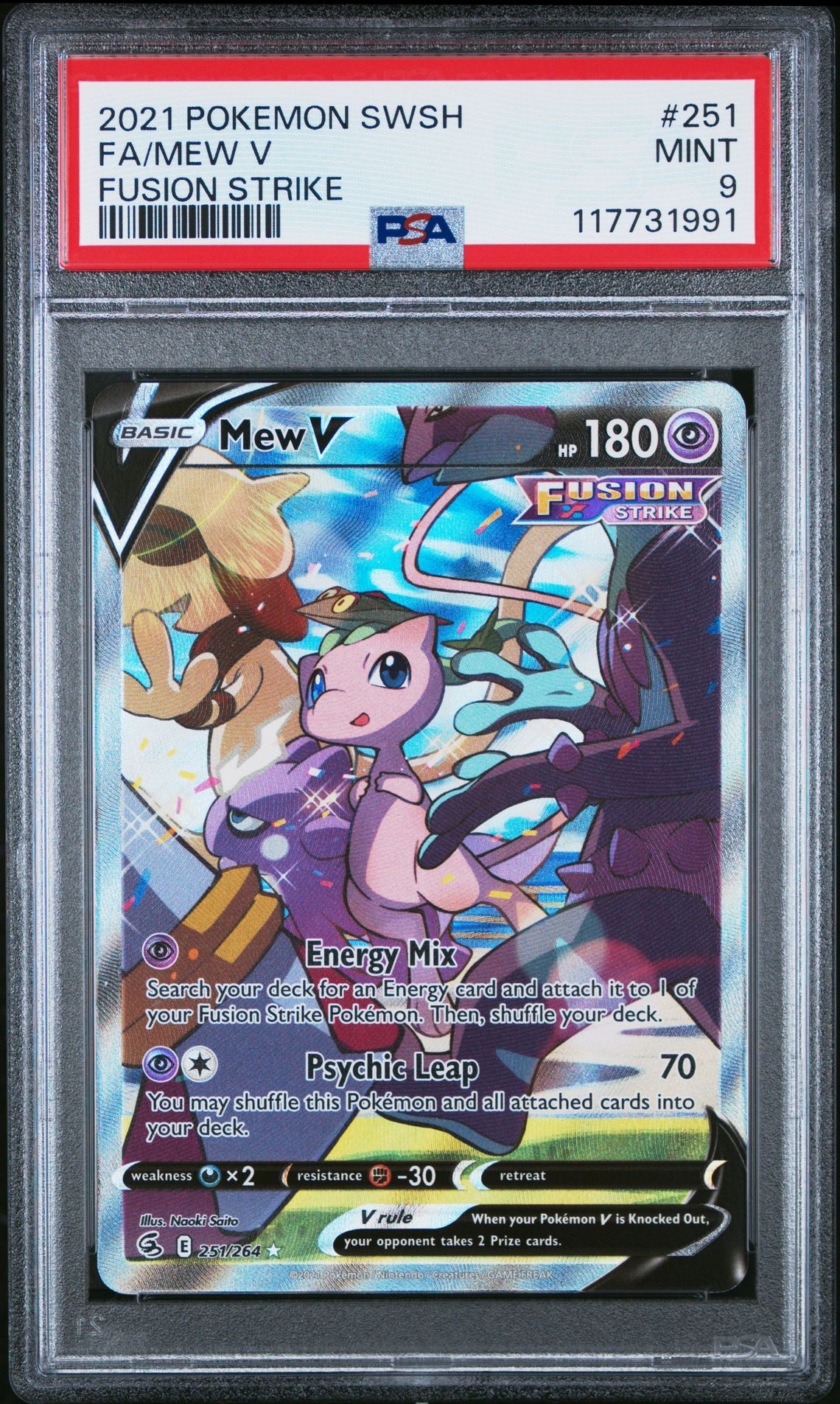 2021 Pokemon Sword & Shield Fusion Strike Fa/Mew V #251 (Fusion Strike) Mint 9 front