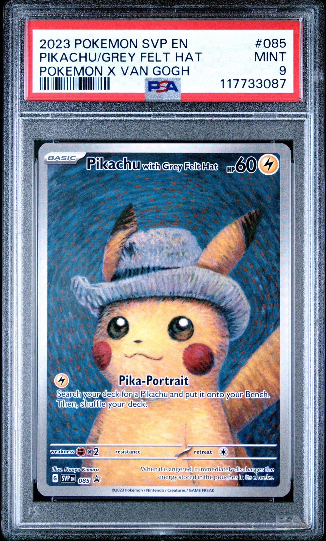 2023 Pokemon Pokemon X Van Gogh #085 Pikachu/Grey Felt Hat front