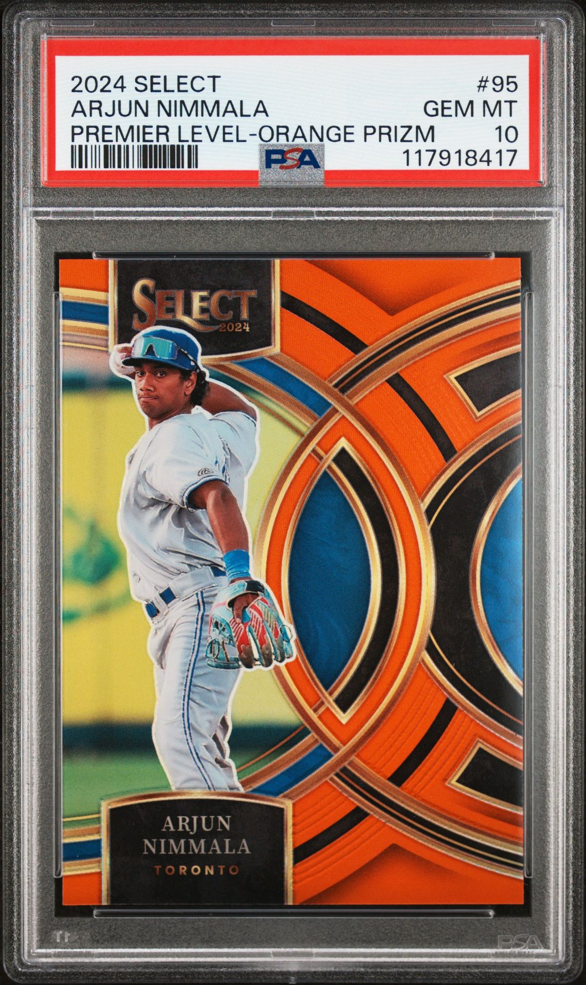 2024 Panini PANINI SELECT PREMIER LEVEL ORANGE PRIZM #95 Arjun Nimmala front