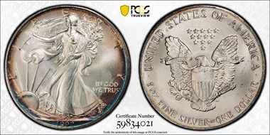 1992 $1 Silver Eagle MS65
