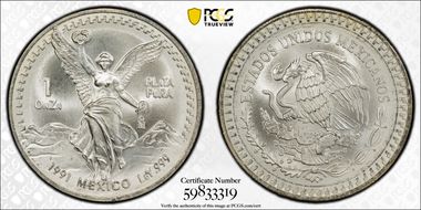 1991-Mo Onza Libertad Ag PLaTA PuRA MS68