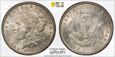 1891-O $1 VAM 1B Pitted Reverse MS61