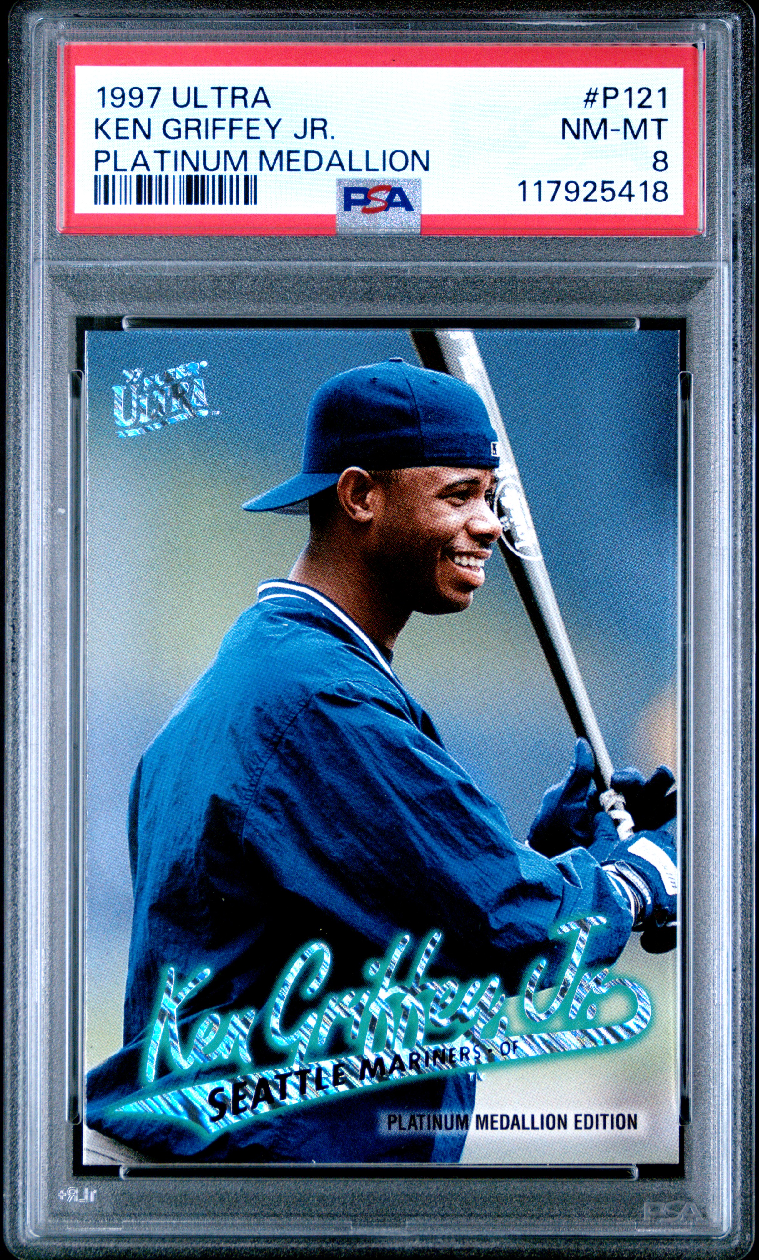Pat's 1997 Ultra Ken Griffey Jr. Platinum Medallion #P121 PSA 8