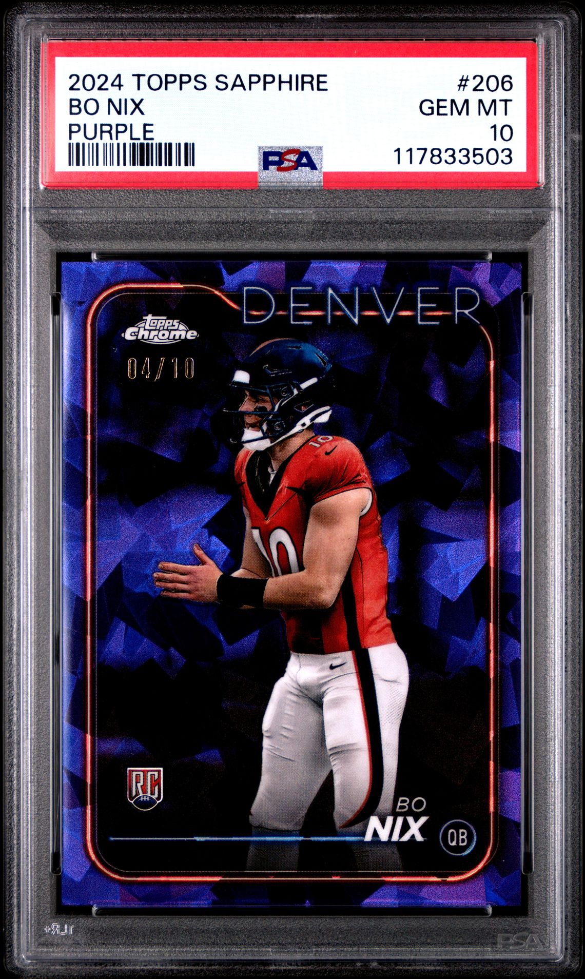 2024 Topps Chrome TOPPS CHROME SAPPHIRE PURPLE #206 Bo Nix front