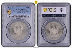 1932-D 5 Mk Goethe J-351 MS65